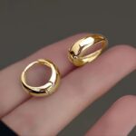 A Pair of Fashionable Water Drop-Shaped Glossy Ear Buckles, Minimalist Style Circle Earrings, Minimalist Niche Design, High-End Jewelry
