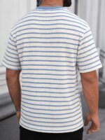 Summer New Men'S Short Sleeve T-Shirt Casual Fashion Comfortable Versatile Jacquard Striped Men'S Top - Image 2