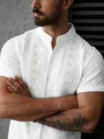 Men's Casual Solid Color Front-Button Versatile Short-Sleeve Shirt