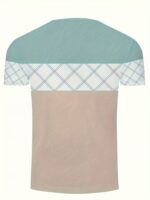 [Printed Design – Not Textured] Men'S Summer Color-Blocked Plaid Short-Sleeve T-Shirt - Image 2