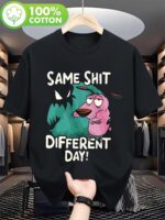 Men's Funny Brave Cowardly Dog Retro Cartoon T-Shirt - 100% Cotton