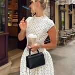 Women's New Polka Dot Long Dress with Round Neck, Waist-Cinching, Street Style, Instagram-Inspired