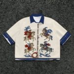 Men's Casual Short-sleeve Shirt with Year of the Horse Design, for Summer Vacations