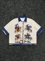 Men's Casual Short-sleeve Shirt with Year of the Horse Design, for Summer Vacations