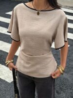 Retro Fashion Back Tie Design Women'S T-Shirt