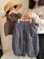 Girls' Mori Style Summer Set 2025 New Fashionable Ruffle Vest Grandma Pants, for Outdoor - Image 2