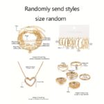 Random 55-piece Set Includes Rings, Bracelets, Necklaces, Earrings, and Artificial Imitation Pearl with Geometric Metal Designs - Image 2