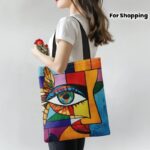 1pc Picasso-Style Women's Shoulder Bag - Cubist Eye Pattern Handbag, - Image 2