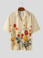 INCERUN Men Floral Printed Shirt Loose Fit Shirt Short Sleeve Button Casual Shirt Holiday Outdoor Shirt Tops  Brand: INCERUN - Image 2