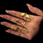 4pcs Fashionable Stainless Steel Ring Set, Simple Hollow-out Geometric Irregular-shaped Stackable Rings