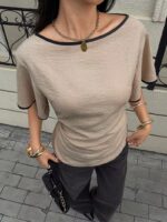 Retro Fashion Back Tie Design Women'S T-Shirt - Image 3