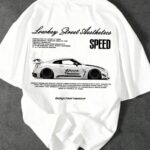 Men's Casual Printed Crew Neck Short-Sleeve T-Shirt, American Street Style Supercar Print Crew Neck Short-Sleeve Tee
