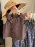 Girls' Mori Style Summer Set 2025 New Fashionable Ruffle Vest Grandma Pants, for Outdoor - Image 3