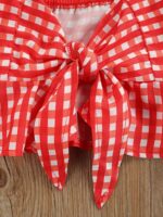 Summer Fashion Girls' Set: Plaid Ruffle Trim Tank Top + Denim Shorts Set, Perfect for Outdoor - Image 4