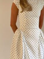 Women's New Polka Dot Long Dress with Round Neck, Waist-Cinching, Street Style, Instagram-Inspired - Image 3