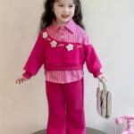 Girl's Three-Flower Decorative Set Spring/Autumn Style Baby Girl 2-in-1