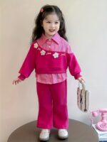 Girl's Three-Flower Decorative Set Spring/Autumn Style Baby Girl 2-in-1