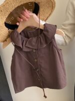 Girls' Mori Style Summer Set 2025 New Fashionable Ruffle Vest Grandma Pants, for Outdoor
