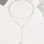 1pc Elegant Business Double-Layer Necklace, Easy Faux Pearl Handmade Chain Tassel Necklace - Image 4