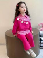 Girl's Three-Flower Decorative Set Spring/Autumn Style Baby Girl 2-in-1 - Image 3