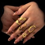 4pcs Fashionable Stainless Steel Ring Set, Simple Hollow-out Geometric Irregular-shaped Stackable Rings - Image 2