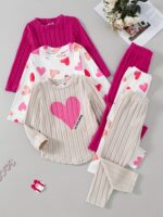 Autumn And Winter Female Love Cute Set, Sweet Printing And Pit Strip Fabric, a Must-Have Three-Piece Set for Outdoor Travel