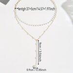 1pc Elegant Business Double-Layer Necklace, Easy Faux Pearl Handmade Chain Tassel Necklace - Image 3