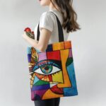 1pc Picasso-Style Women's Shoulder Bag - Cubist Eye Pattern Handbag, - Image 5