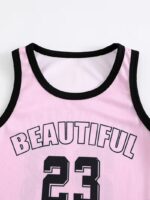 Girls' Summer Basketball Outfit Set Featuring a Sleeveless Top with The Number 23 And a Pair of Shorts - Image 5