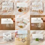 Random 55-piece Set Includes Rings, Bracelets, Necklaces, Earrings, and Artificial Imitation Pearl with Geometric Metal Designs - Image 4