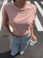 Y2K Style Women'S Striped Batwing Sleeve T-Shirt - Loose Waist - Image 4