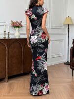 Women's Elegant Chinese Cheongsam Qipao Dress with Stand Collar & Dragon Print - Image 2