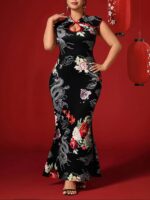 Women's Elegant Chinese Cheongsam Qipao Dress with Stand Collar & Dragon Print - Image 3