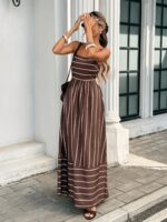 A New Women'S Striped Printed Dress with an Irregular Patchwork Design, Featuring a Long Strap Style - Image 5