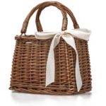 Woven Willow Baskets, Handbags, Square Bags, Tote Bags with Bow Ribbons, Perfect for Parties And Evening Events - Image 2