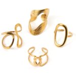 4pcs Fashionable Stainless Steel Ring Set, Simple Hollow-out Geometric Irregular-shaped Stackable Rings - Image 6