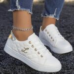Women'S Fashion Diamond Pattern Flat-Soled Sports Shoes, Versatile Casual Sneakers, Women Shoes - Image 4