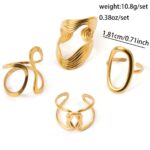 4pcs Fashionable Stainless Steel Ring Set, Simple Hollow-out Geometric Irregular-shaped Stackable Rings - Image 7