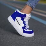 Women'S High-Top Plus Size Sneakers - Women'S Skateboarding Casual Shoes, Stylish White And Blue Color Matching Design, Cheap, Comfortable And Soft EVA Sole, - Image 5
