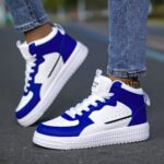 Women'S High-Top Plus Size Sneakers - Women'S Skateboarding Casual Shoes, Stylish White And Blue Color Matching Design, Cheap, Comfortable And Soft EVA Sole, - Image 2