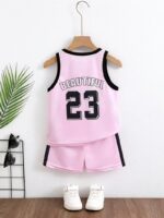 Girls' Summer Basketball Outfit Set Featuring a Sleeveless Top with The Number 23 And a Pair of Shorts