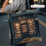 Bookish Elegance, Bookstore-Themed Large Capacity Shoulder Bag, Printed Tote Bag,