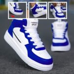 Women'S High-Top Plus Size Sneakers - Women'S Skateboarding Casual Shoes, Stylish White And Blue Color Matching Design, Cheap, Comfortable And Soft EVA Sole, - Image 6
