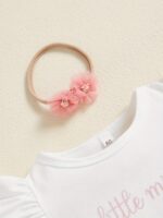Girls Birthday Skirt Sets Short Sleeve Letter Rainbow Print Romper Tulle Skirt Headband Sets, for Teenager, For Teenager - Image 5