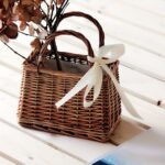 Woven Willow Baskets, Handbags, Square Bags, Tote Bags with Bow Ribbons, Perfect for Parties And Evening Events - Image 6