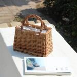 Woven Willow Baskets, Handbags, Square Bags, Tote Bags with Bow Ribbons, Perfect for Parties And Evening Events - Image 3