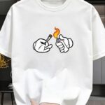 Men'S Trendy And Cool Short-Sleeve T-Shirt with High Street Cartoon Gesture Patterns