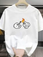 Men'S Trendy And Cool Short-Sleeve T-Shirt with High Street Cartoon Gesture Patterns