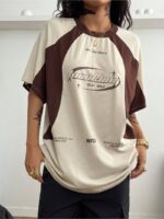 Women'S Streetwear Oversized Racing Motorcycle Print Short Sleeve, Y2K Street Style Letter Print Trendy Top - Image 4