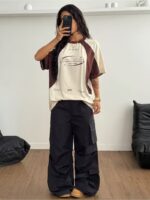 Women'S Streetwear Oversized Racing Motorcycle Print Short Sleeve, Y2K Street Style Letter Print Trendy Top - Image 6